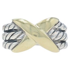 David Yurman X Cable Triple Row Band Sterling 925 Gelbgold 14k Statement Ring