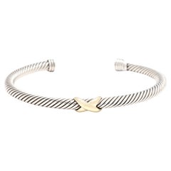 David Yurman X Collection Cuff Bracelet, 18k Yellow Gold, Sterling Silver David Yurman X Collection Cuff Bracelet, 18k Yellow Gold, Sterling Silver