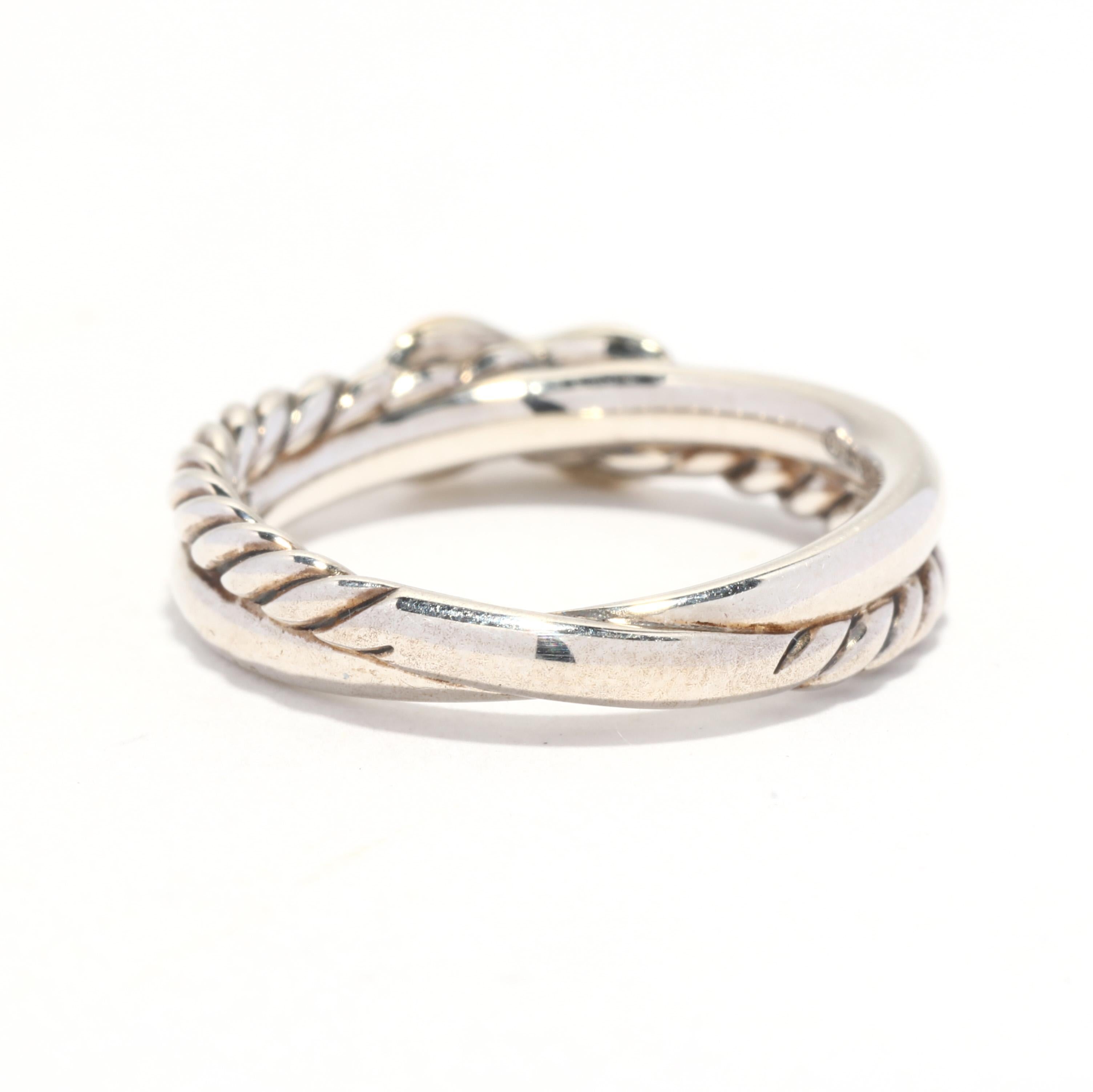 x crossover band ring in sterling silver with 18k yellow gold