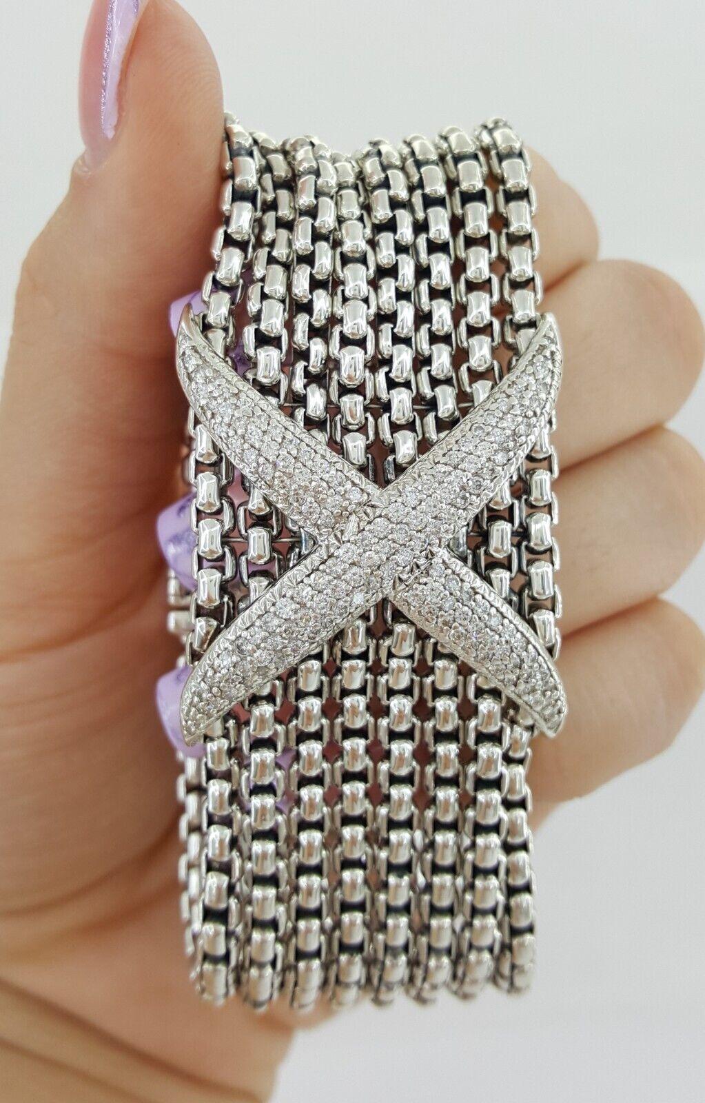 David Yurman „X“ Crossover Diamant 8-reihiges achtsträngiges Kabelarmband, Schachtel mit Diamanten 1,75 im Zustand „Hervorragend“ im Angebot in Chicago, IL