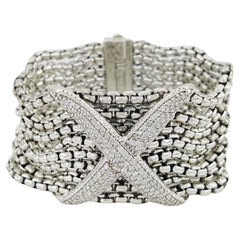 Used David Yurman "X" Crossover Diamond 8-Row Eight Strands Box Cable Bracelet 1.75 