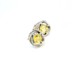 David Yurman Yellow Citrine Infinity Earrings Sterling Silver Estate