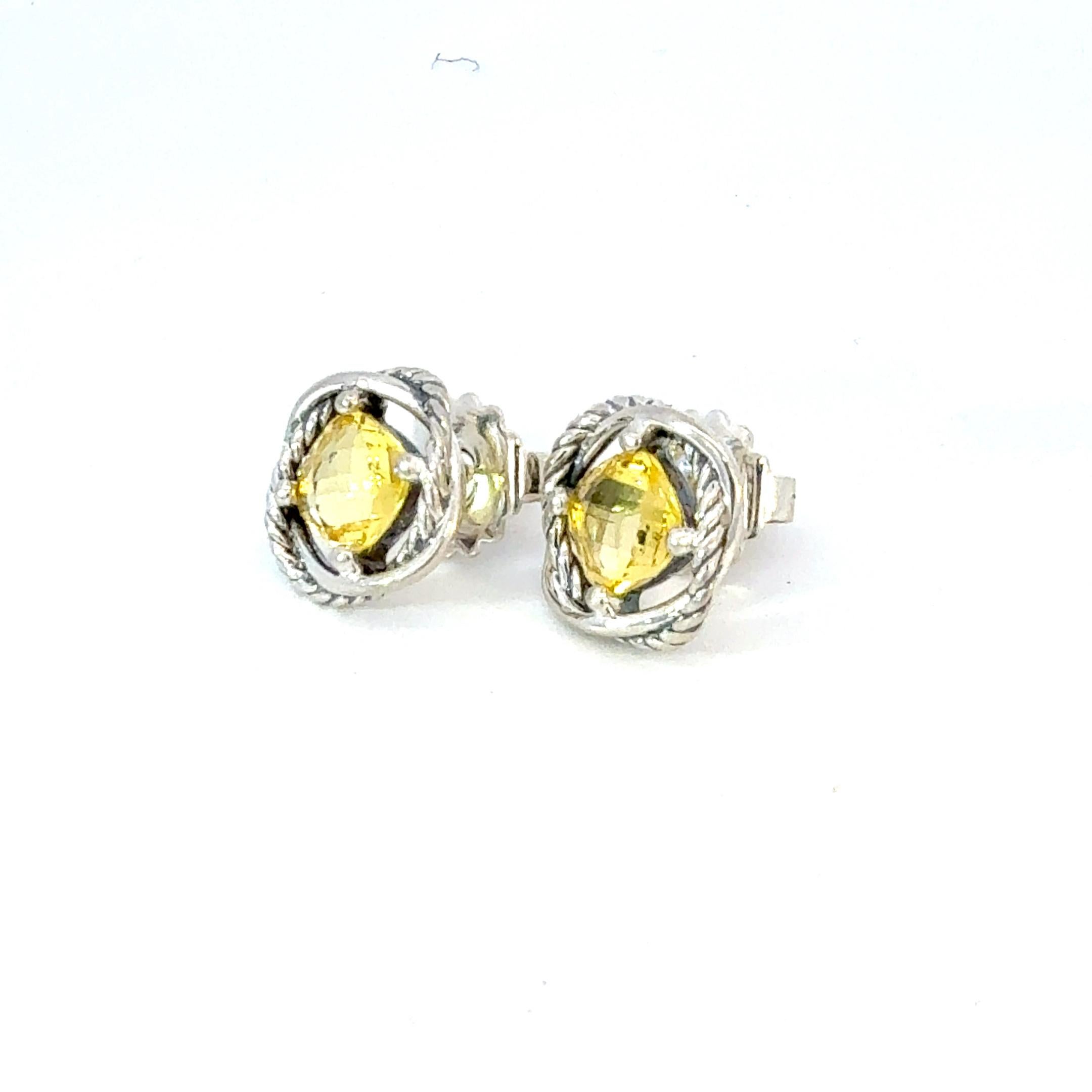 David Yurman Orecchini infiniti di citrino giallo in argento Sterling Estate In condizioni buone in vendita a Brooklyn, NY