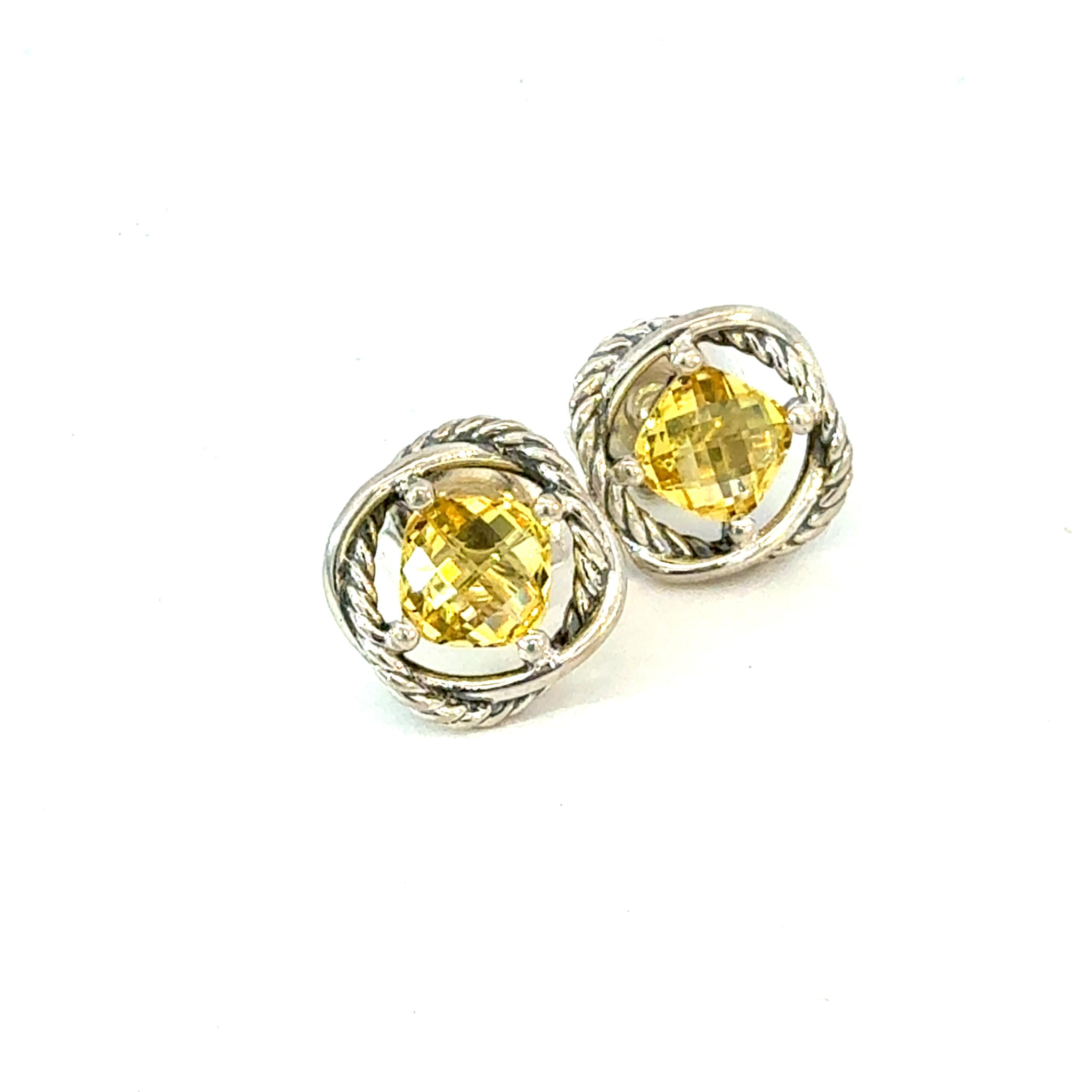 David Yurman Orecchini infiniti di citrino giallo in argento Sterling Estate in vendita 1