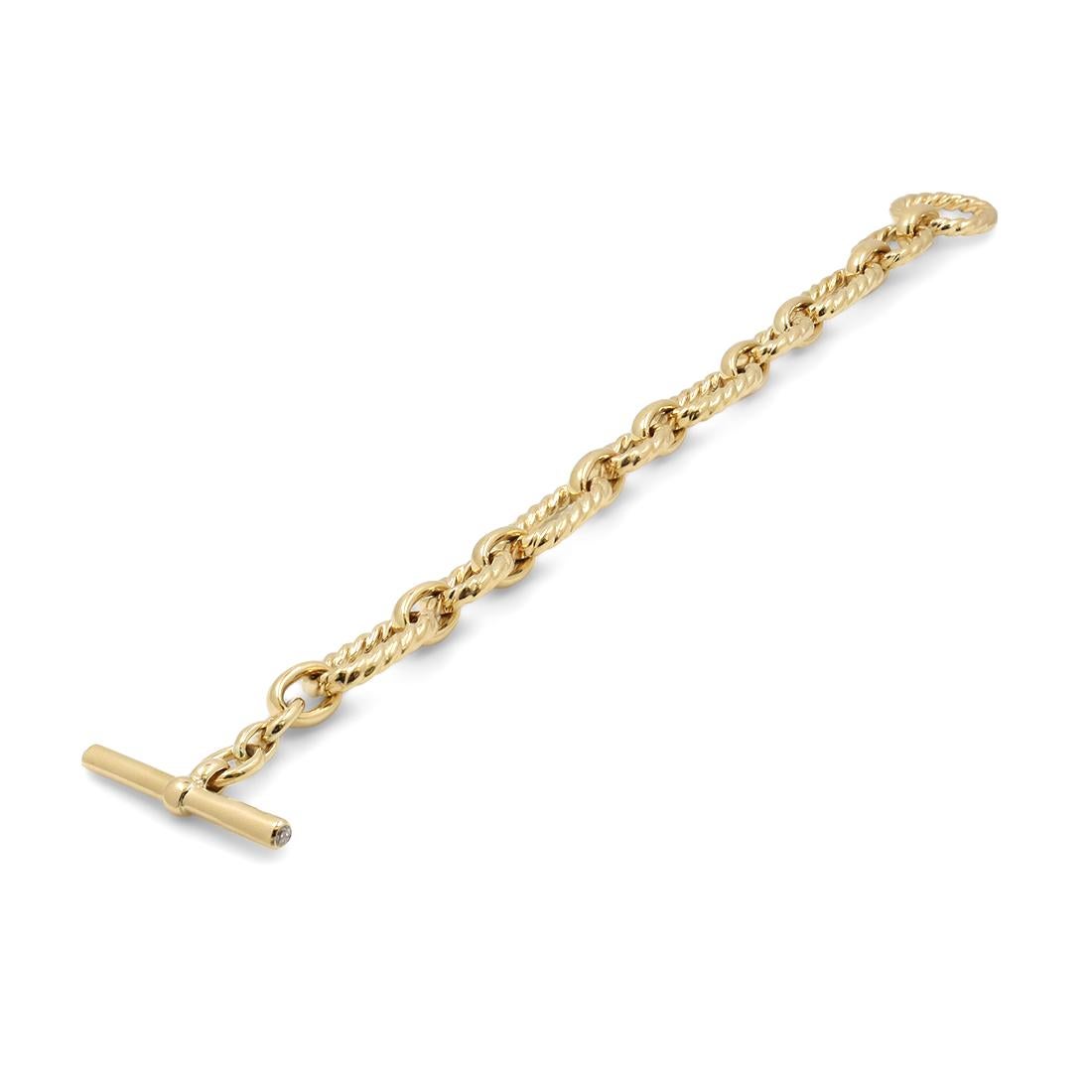 Taille brillant David Yurman Bracelet à maillons coussinés en or jaune et diamants