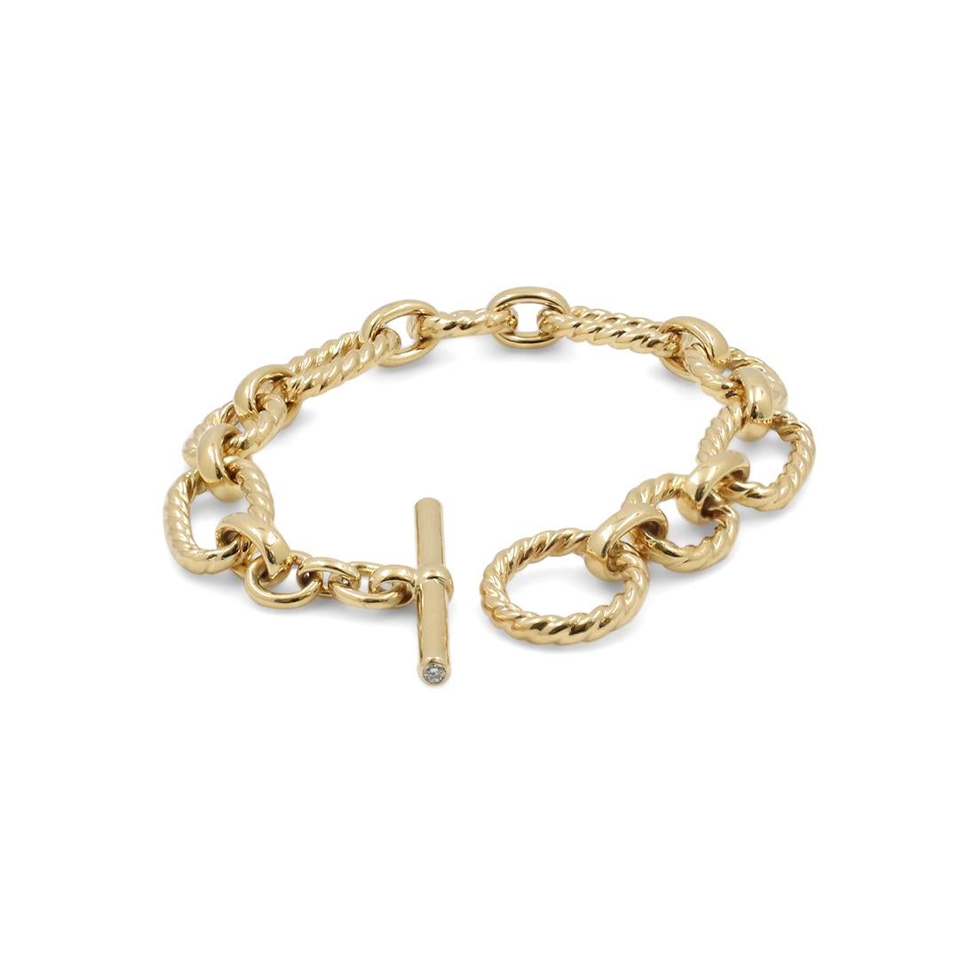 David Yurman Bracelet à maillons coussinés en or jaune et diamants Excellent état à New York, NY
