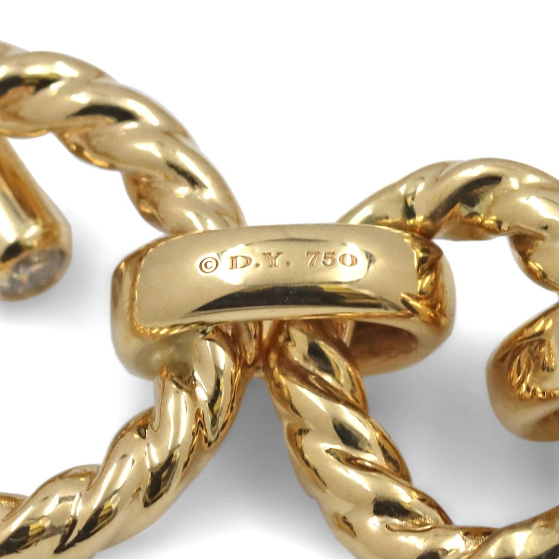  David Yurman Bracelet à maillons coussinés en or jaune et diamants Unisexe 