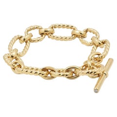 David Yurman Yellow Gold and Diamond Cushion Link Bracelet