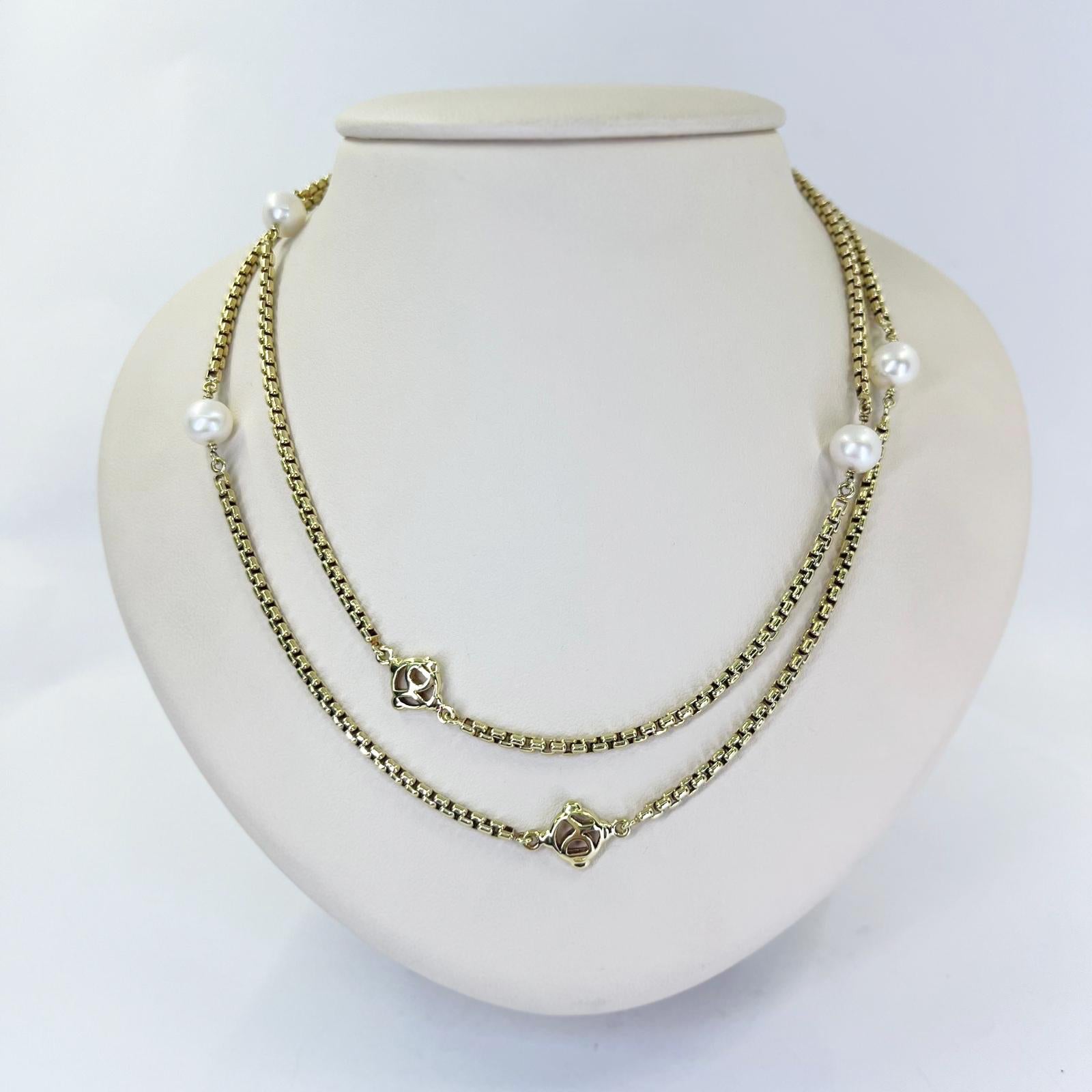 Perle Sautoir en or jaune et perles David Yurman en vente