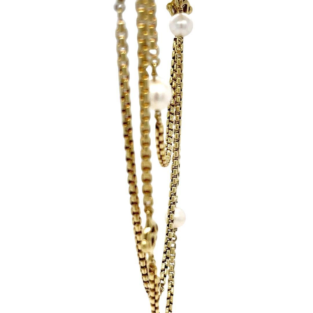 Sautoir en or jaune et perles David Yurman Pour femmes en vente