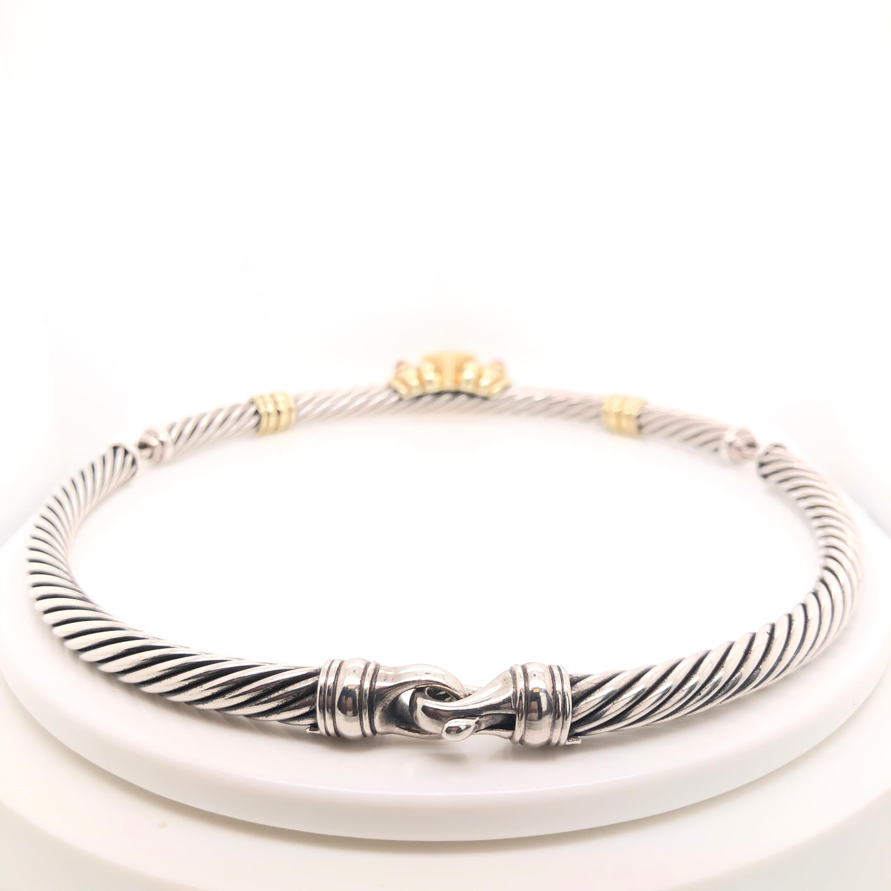 Women's David Yurman Yellow Gold and Sterling Silver Multicolored Stone Cable Necklace