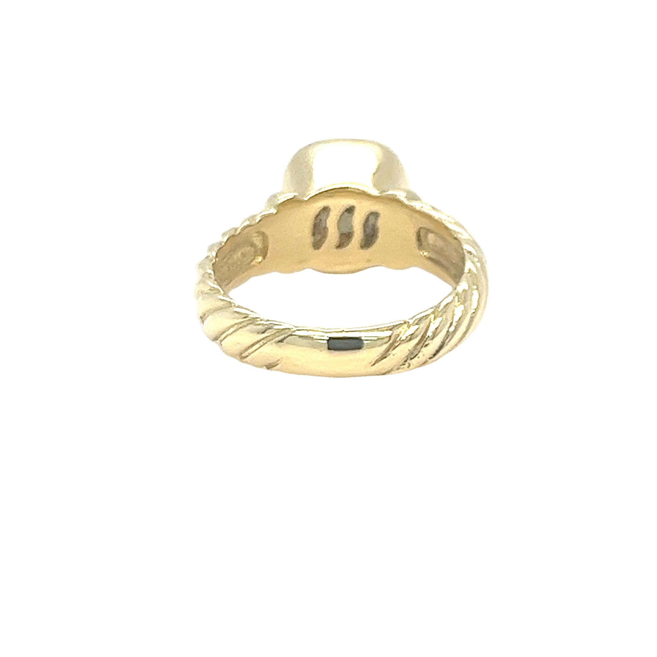 David Yurman Yellow Gold and Tourmaline Solitaire Ring In Good Condition For Sale In Coral Gables, FL
