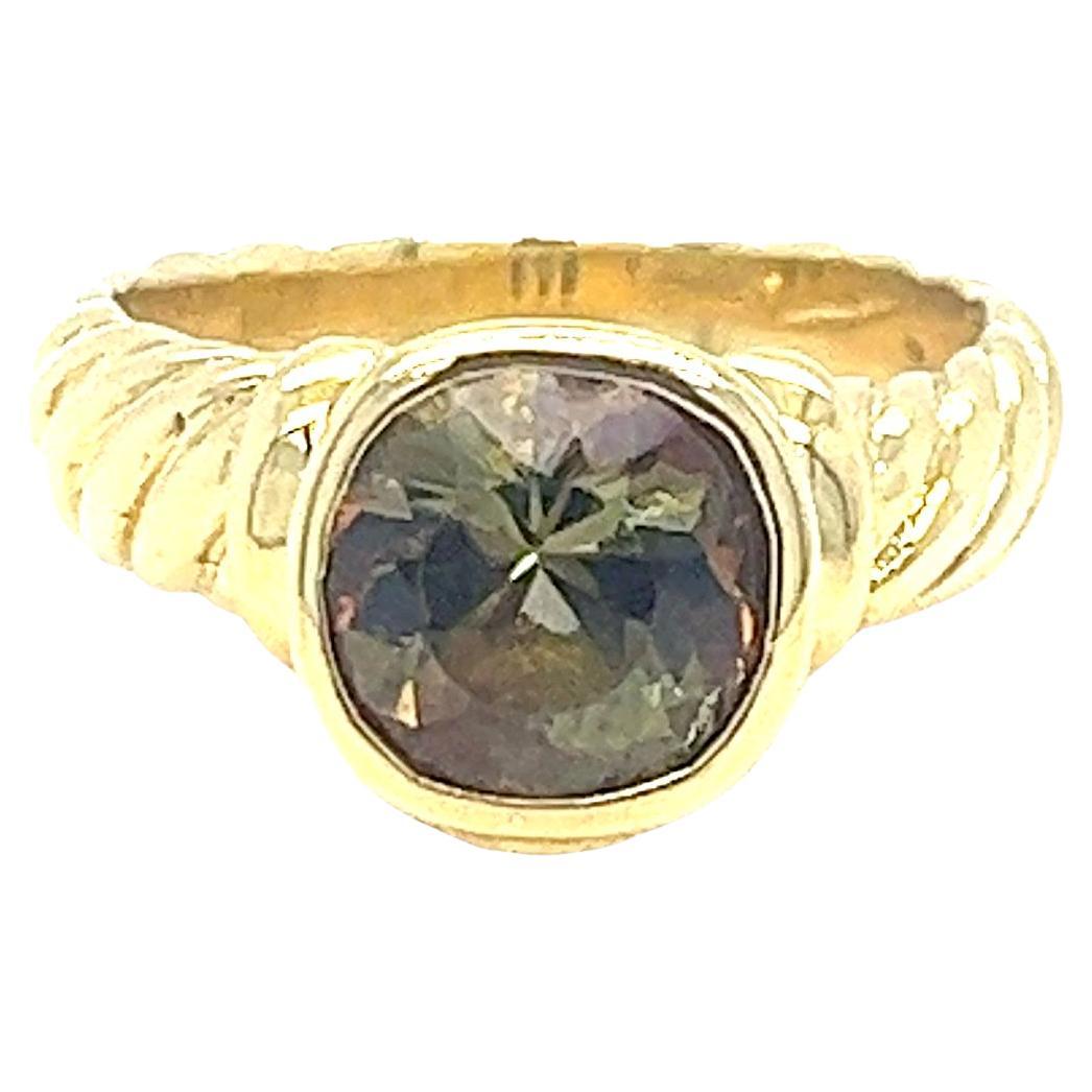 David Yurman Yellow Gold and Tourmaline Solitaire Ring