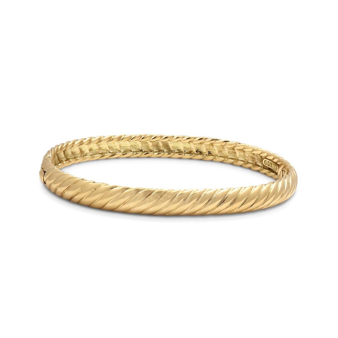 David Yurman Yellow Gold Cable Bracelet In Excellent Condition In New York, NY