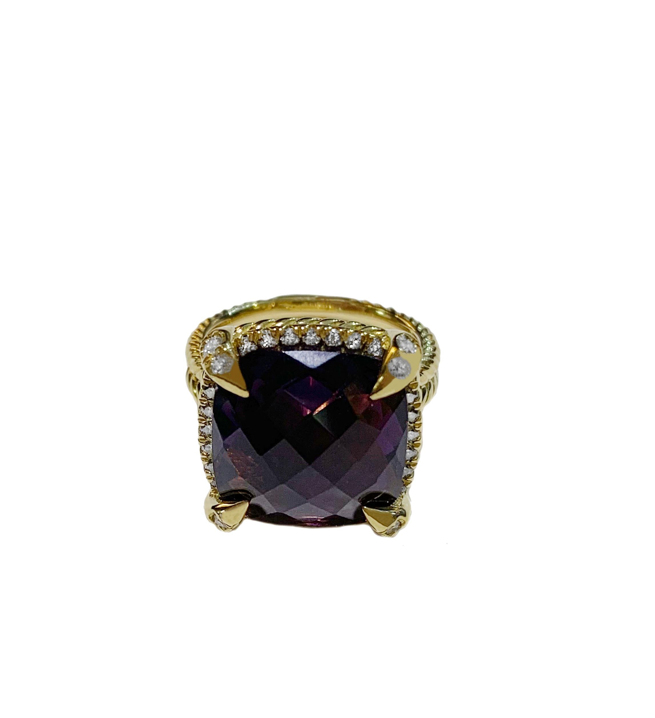 David Yurman Gelbgold Chatelaine-Ring mit Amethyst im Zustand „Hervorragend“ im Angebot in New York, NY