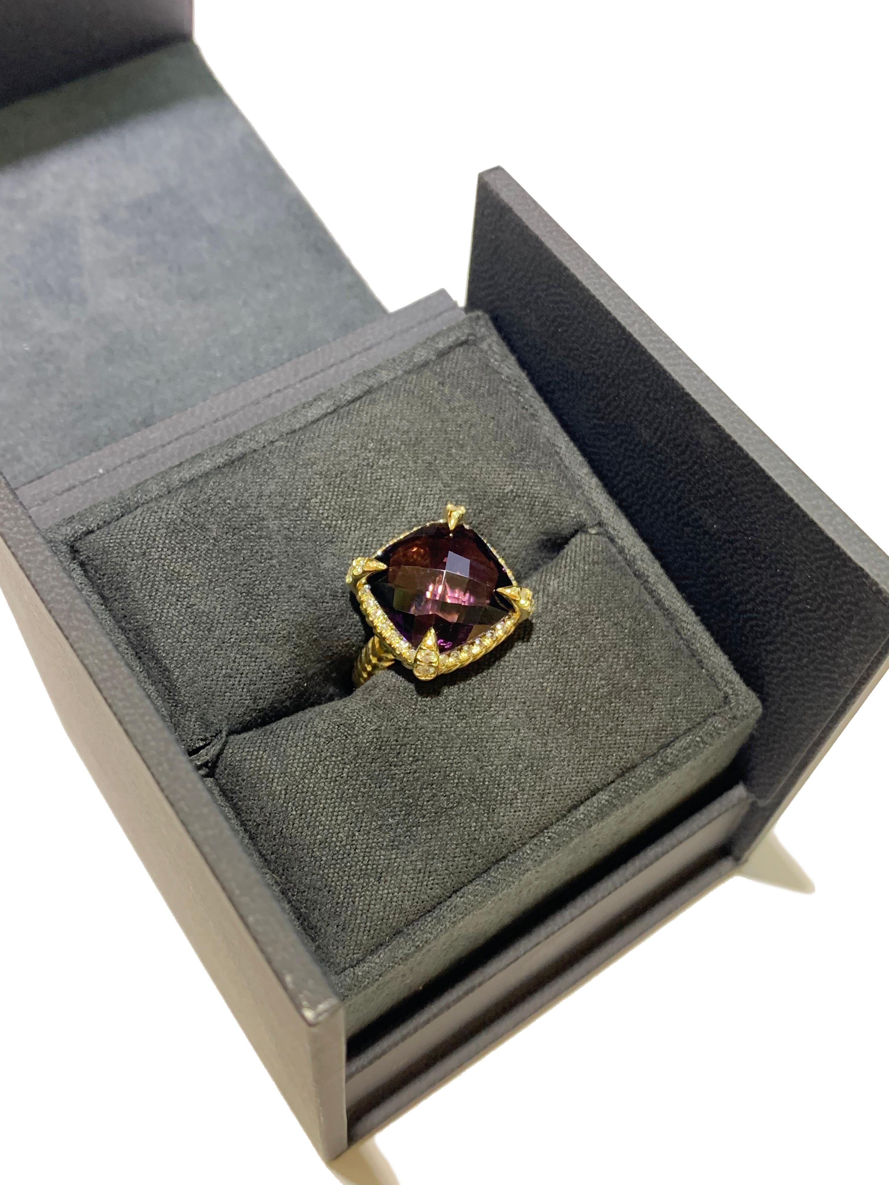 David Yurman Gelbgold Chatelaine-Ring mit Amethyst im Angebot 1