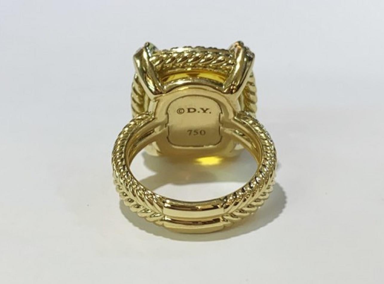 Mint condition

18k Yellow Gold

Ring size: 4.5

Citrine: 14mm

Ring wide 11.2X 11.2mm

Comes with David Yurman box