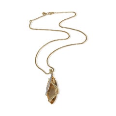 David Yurman Yellow Gold Citrine and Diamond Cable Wrap Pendant