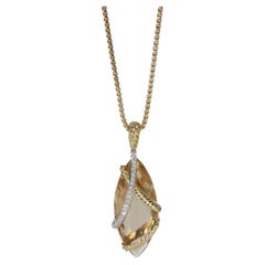 David Yurman Yellow Gold Citrine and Diamond Cable Wrap Pendant