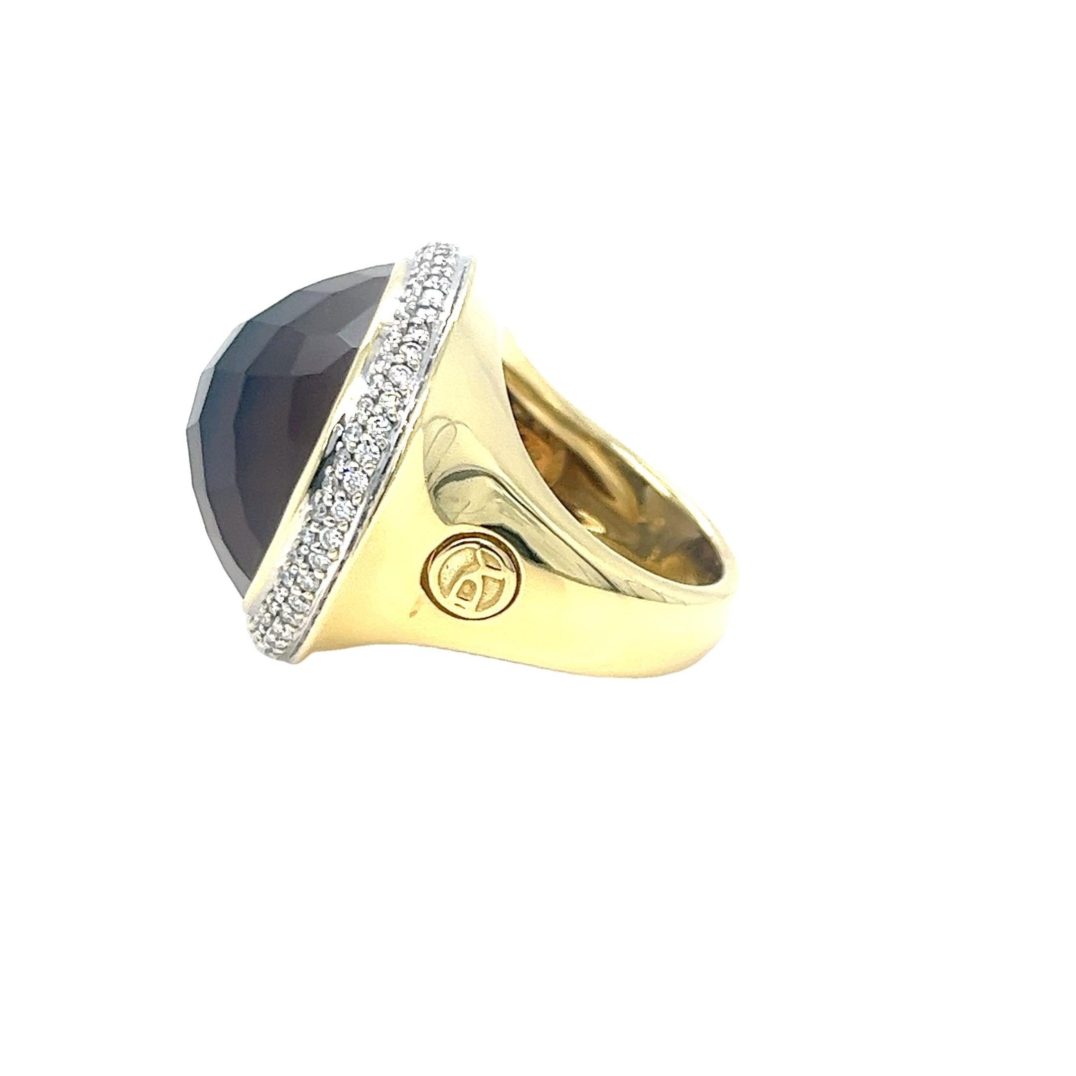 David Yurman Bague cocktail en or jaune, diamants et quartz Pour femmes en vente