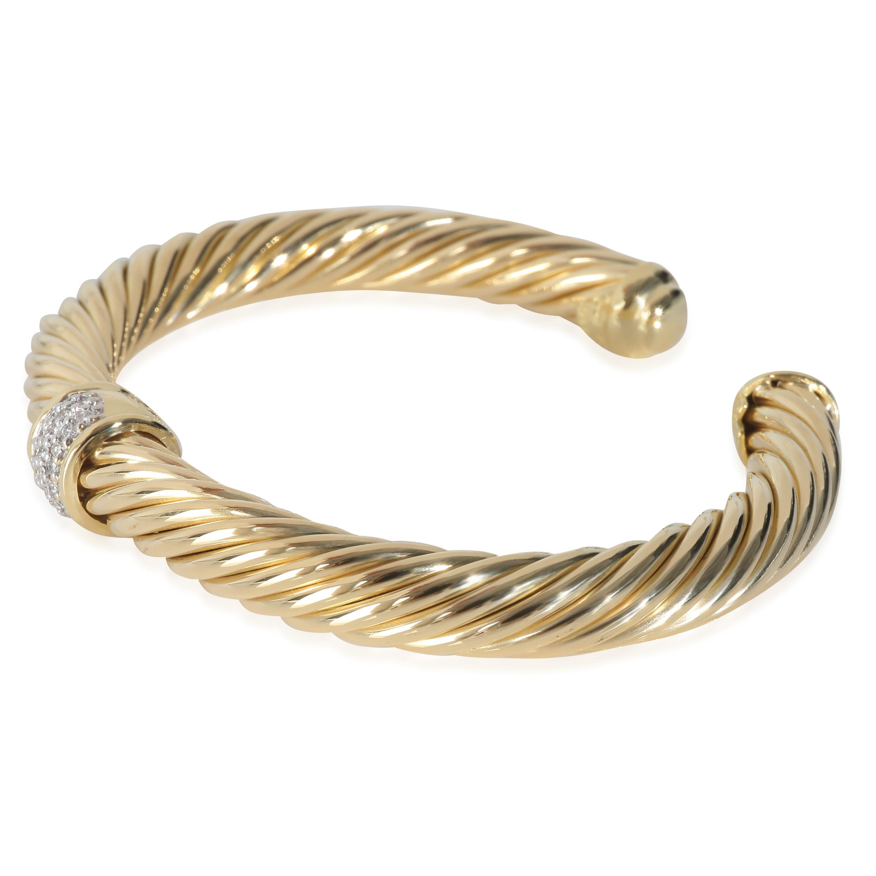 Women's David Yurman Yellow Gold Diamond Cable Classic Center Station Bracelet For Sale