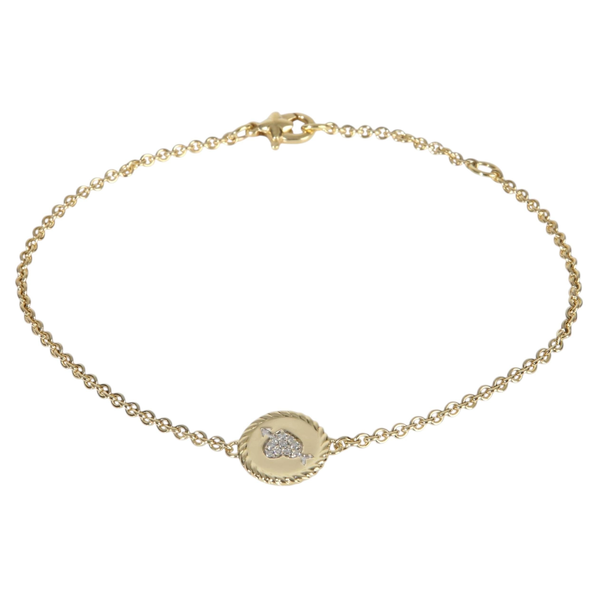 David Yurman Pulsera de oro amarillo con diamantes y cable de colección Corazón y flecha