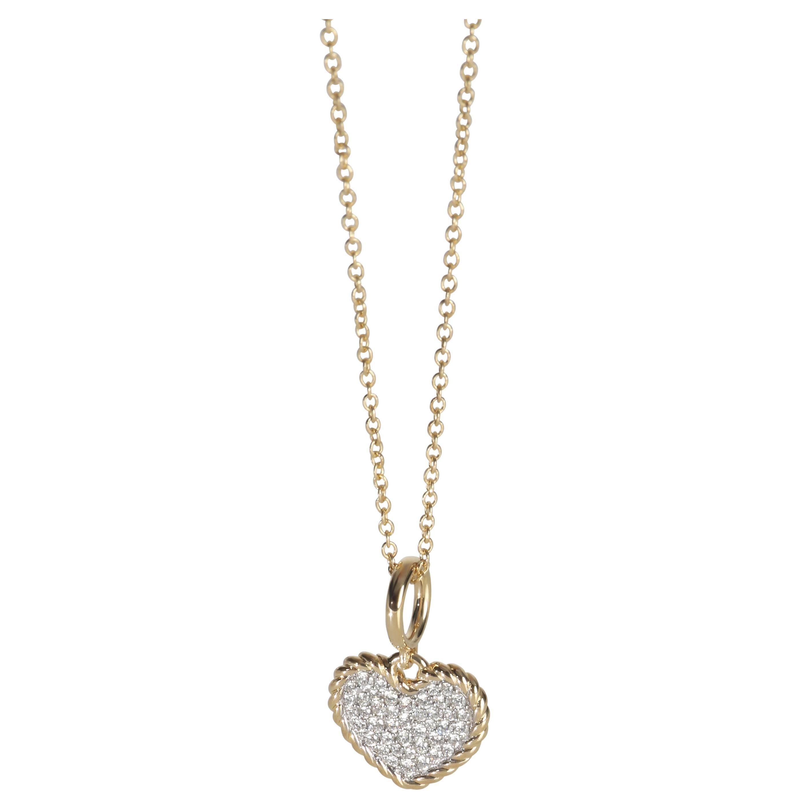 David Yurman Colgante Corazón Cable de Diamantes de Oro Amarillo Coleccionables en venta