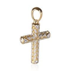 David Yurman Yellow Gold Diamond Chevron Cross Pendant