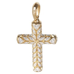 David Yurman Yellow Gold Diamond Chevron Cross Pendant