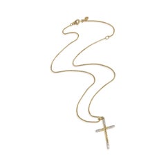 David Yurman Yellow Gold Diamond Cross Pendant