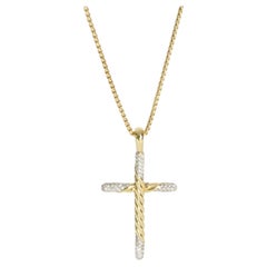 David Yurman Yellow Gold Diamond Cross Pendant