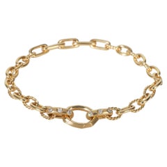 David Yurman Yellow Gold Diamond Mixed Link Bracelet