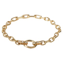David Yurman Bracciale a maglie miste con diamanti in oro giallo