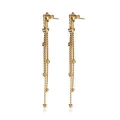 David Yurman Yellow Gold Diamond Petite Helena Chain Drop Earrings