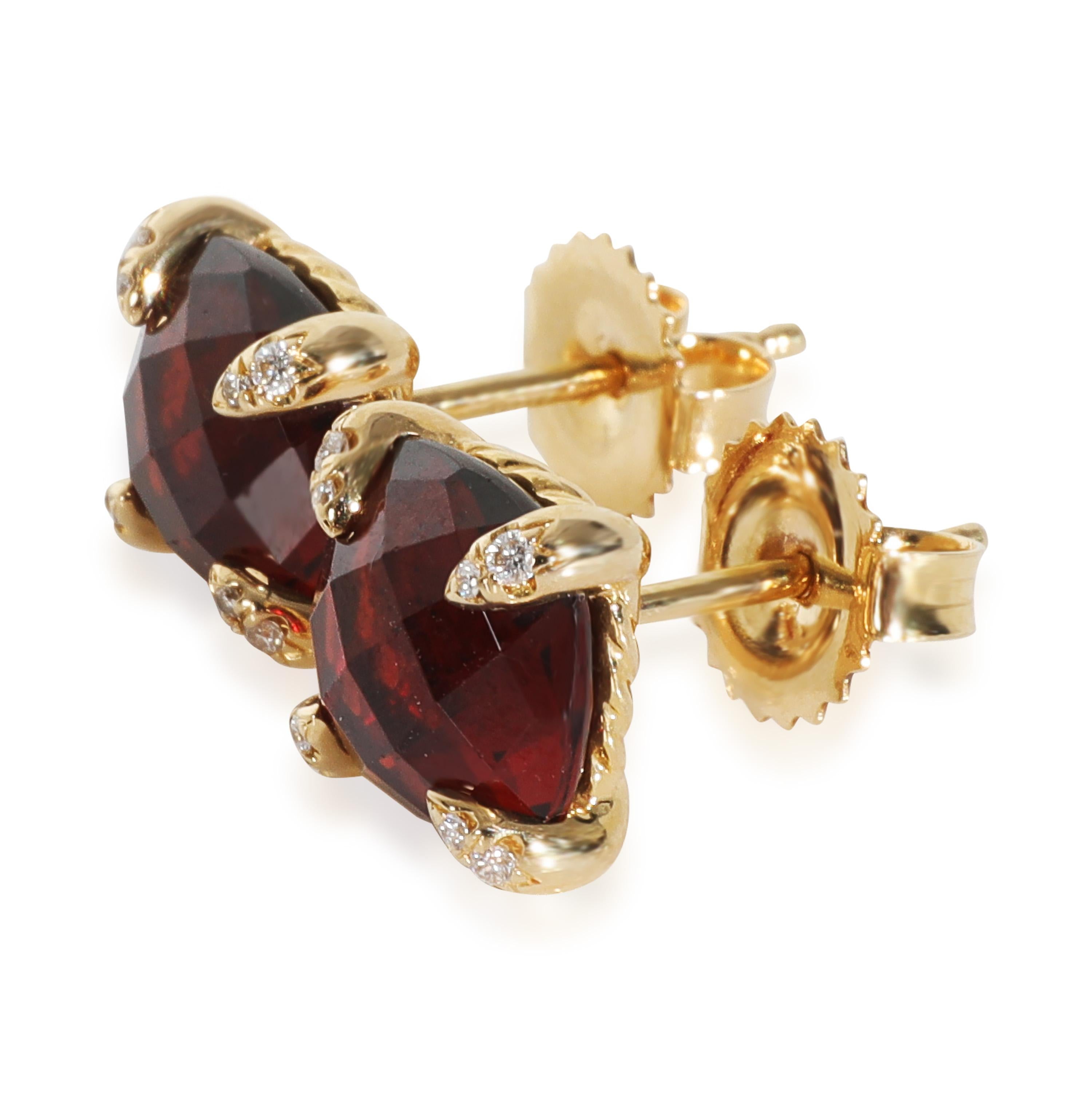 David Yurman Orecchini Chatelaine in oro giallo con granato e diamanti In condizioni ottime in vendita a New York, NY