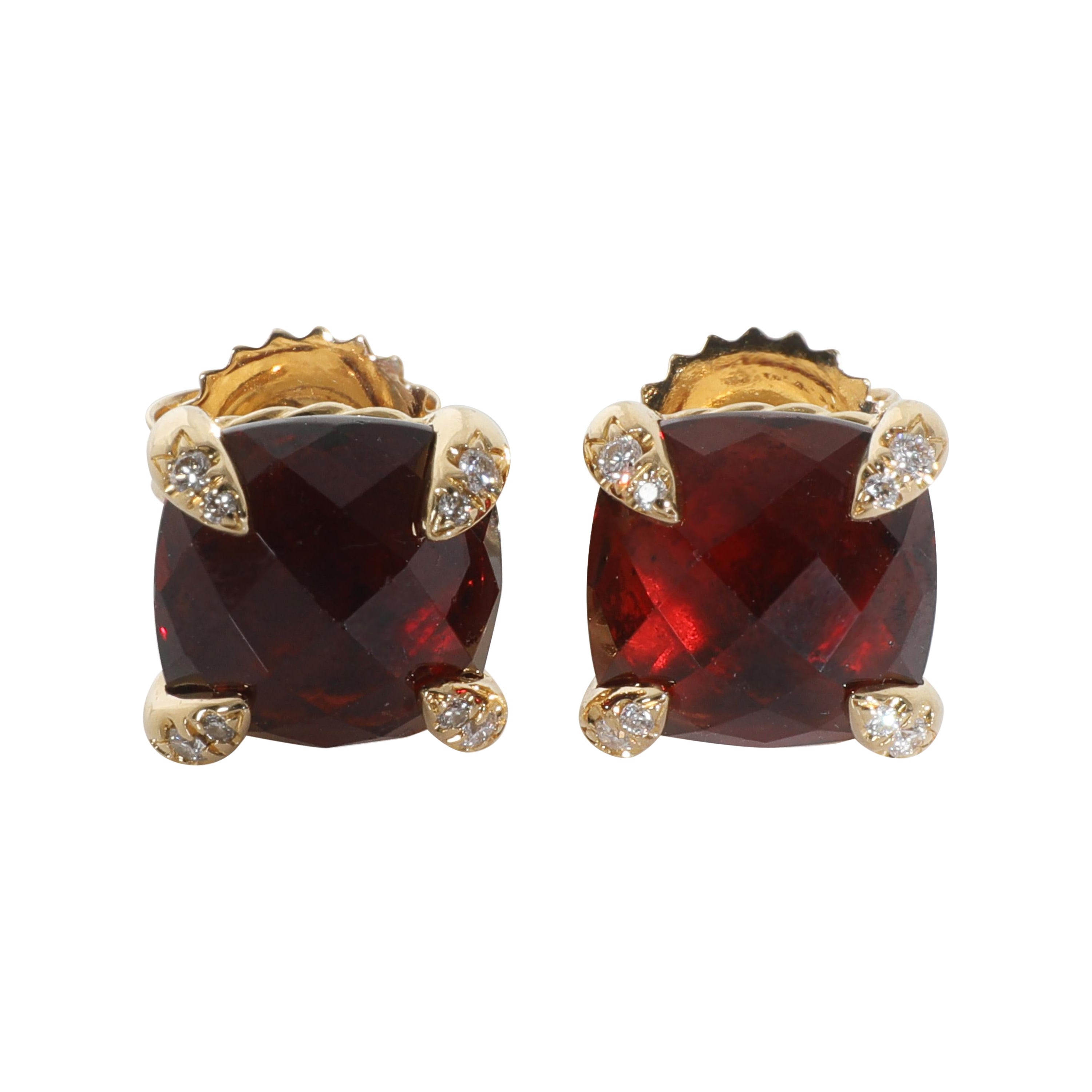 David Yurman Orecchini Chatelaine in oro giallo con granato e diamanti in vendita