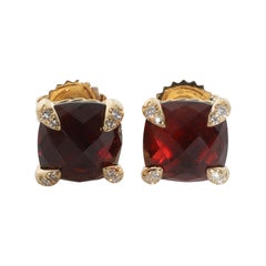 David Yurman Orecchini Chatelaine in oro giallo con granato e diamanti