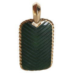 David Yurman Yellow Gold Jade 34mm Chevron Tag Pendant