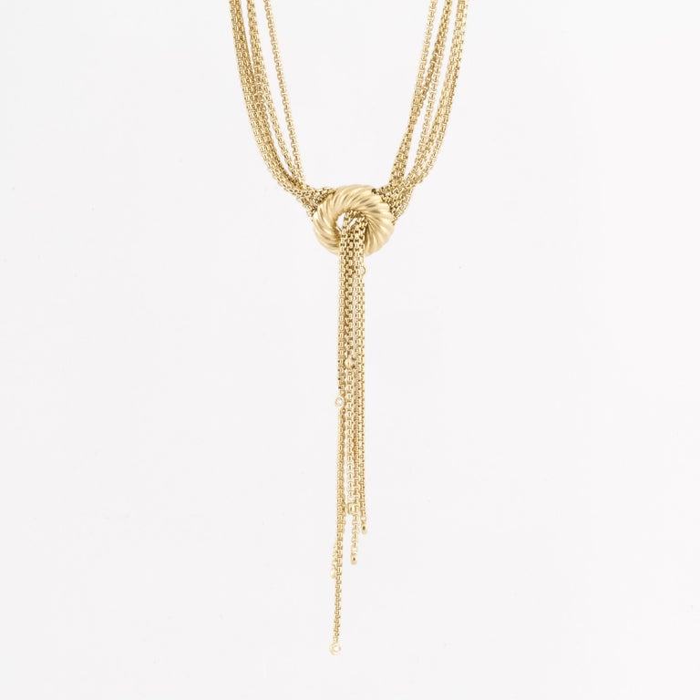 David Yurman Yellow Gold Multi Strand Lariat Necklace For Sale at 1stdibs