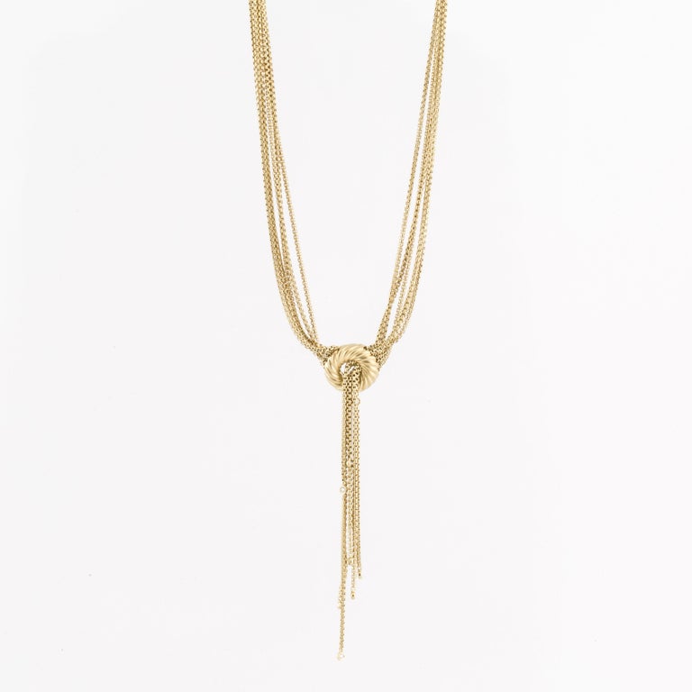 David Yurman Yellow Gold Multi Strand Lariat Necklace For Sale at 1stdibs