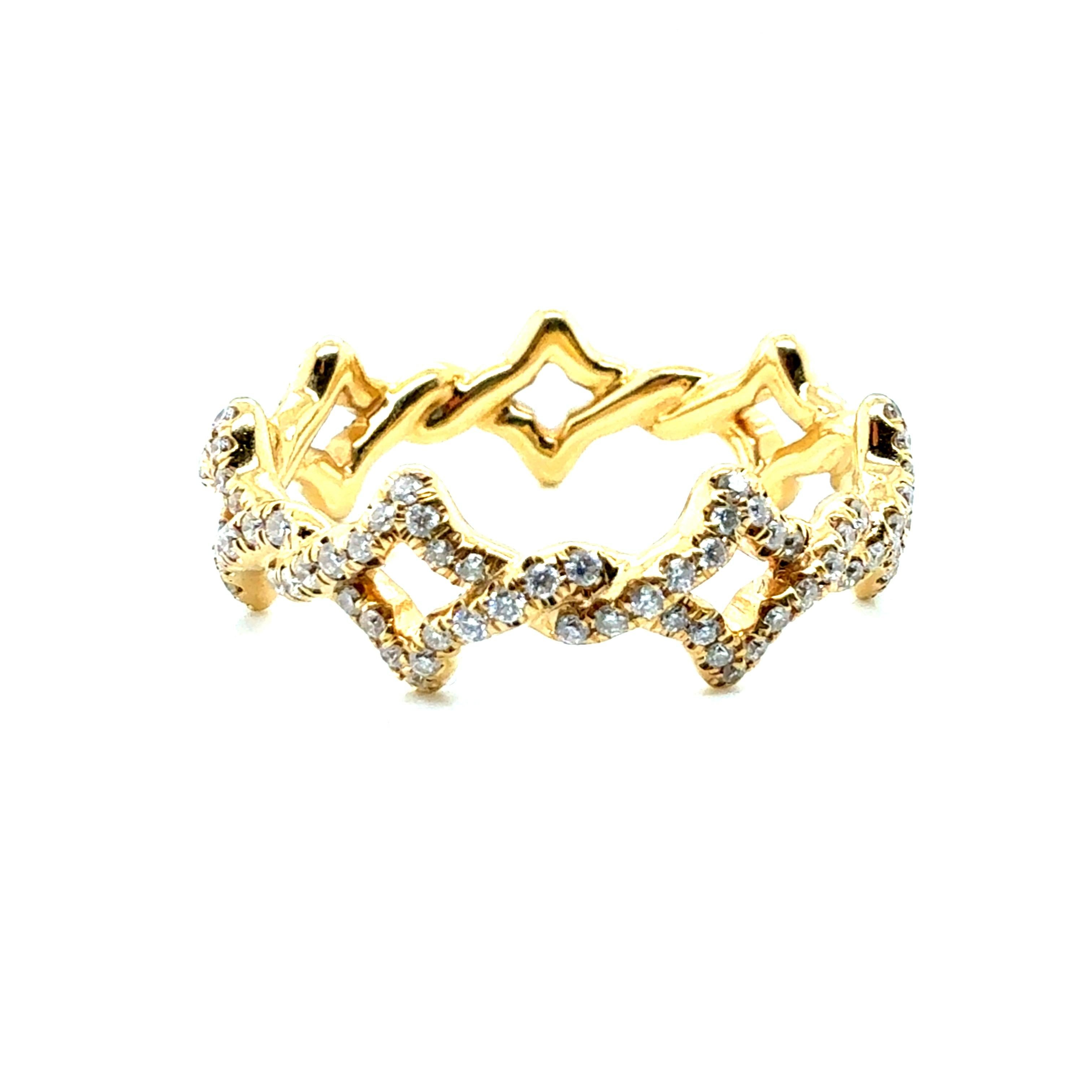 Taglio rotondo David Yurman - Fascia a Quatrefoglio Veneziana con Diamanti Naturali in Oro Giallo in vendita