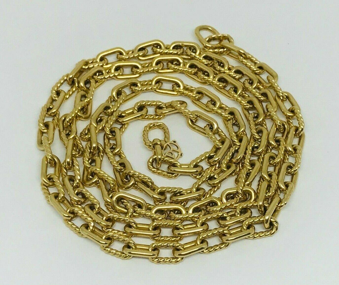 David Yurman Yellow Gold Oval Link Long Chain Necklace 3
