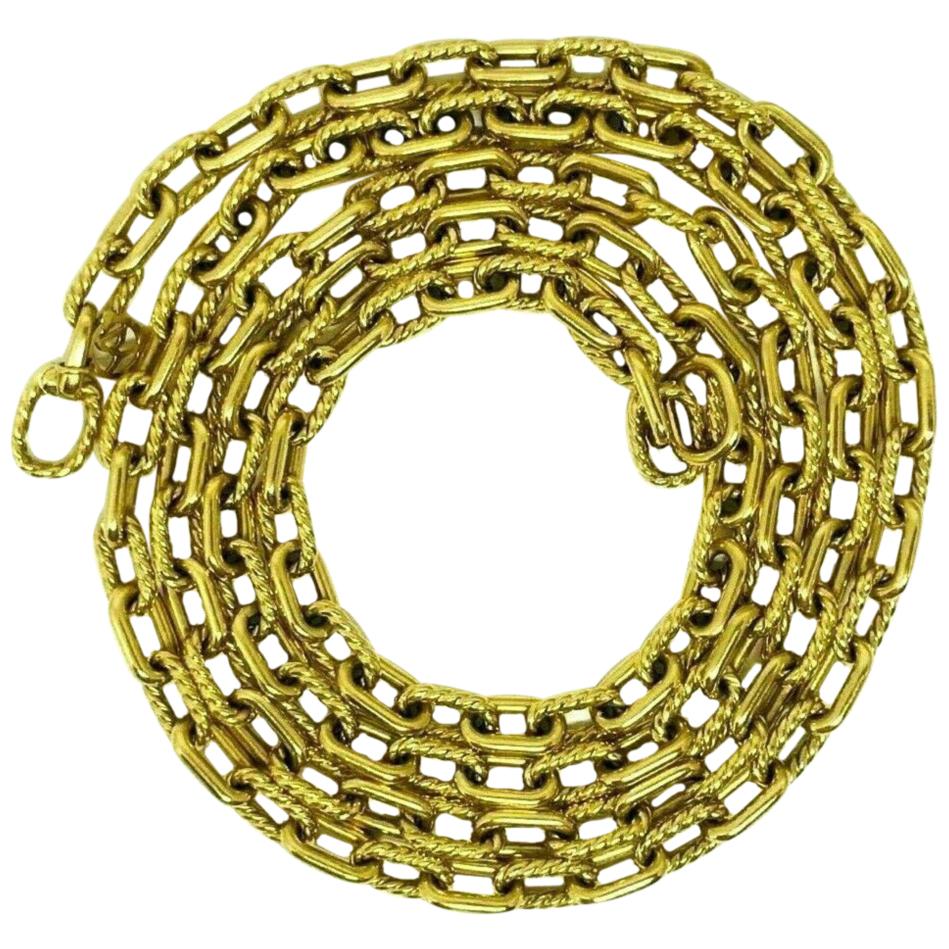 David Yurman Yellow Gold Oval Link Long Chain Necklace