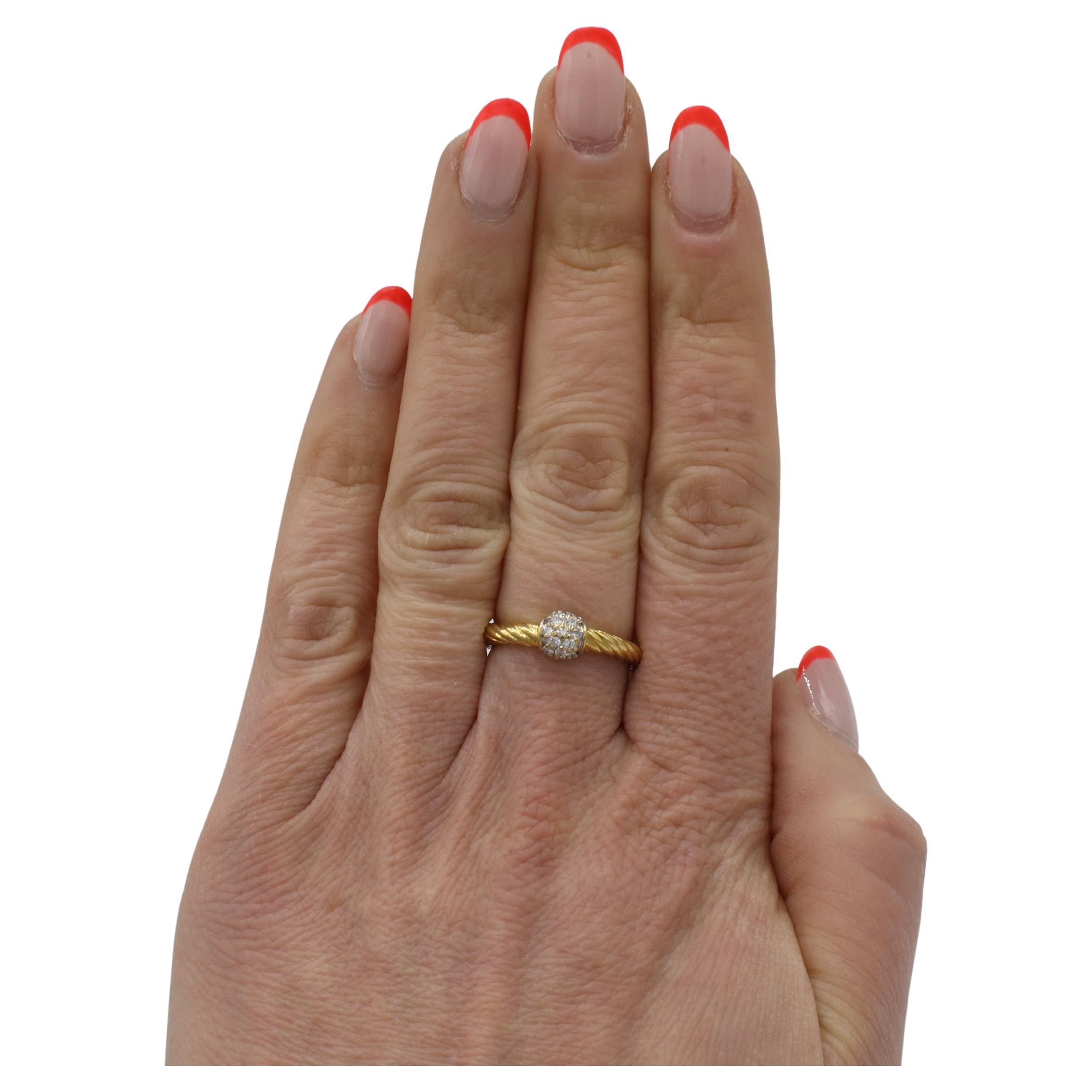 Modern David Yurman Yellow Gold Petite Solari Station Natural Diamond Dome Ring