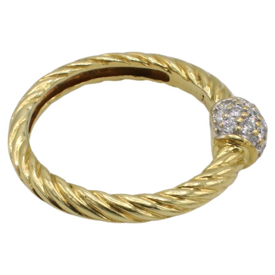 Round Cut David Yurman Yellow Gold Petite Solari Station Natural Diamond Dome Ring