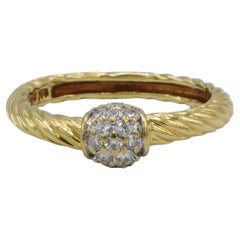 David Yurman Yellow Gold Petite Solari Station Natural Diamond Dome Ring