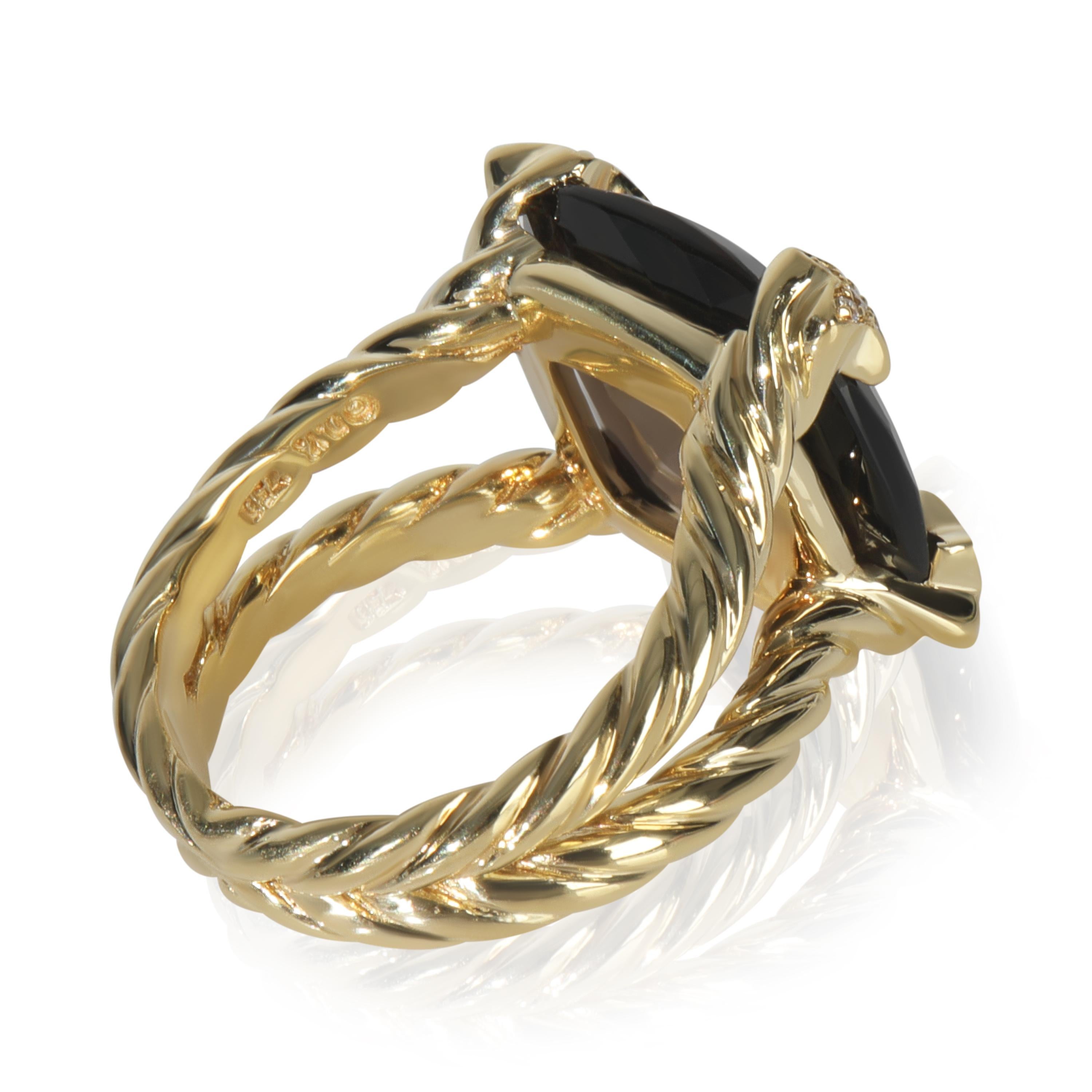 Anillo de oro amarillo David Yurman de cuarzo ahumado y diamantes en punta en Excelente estado para la venta en New York, NY