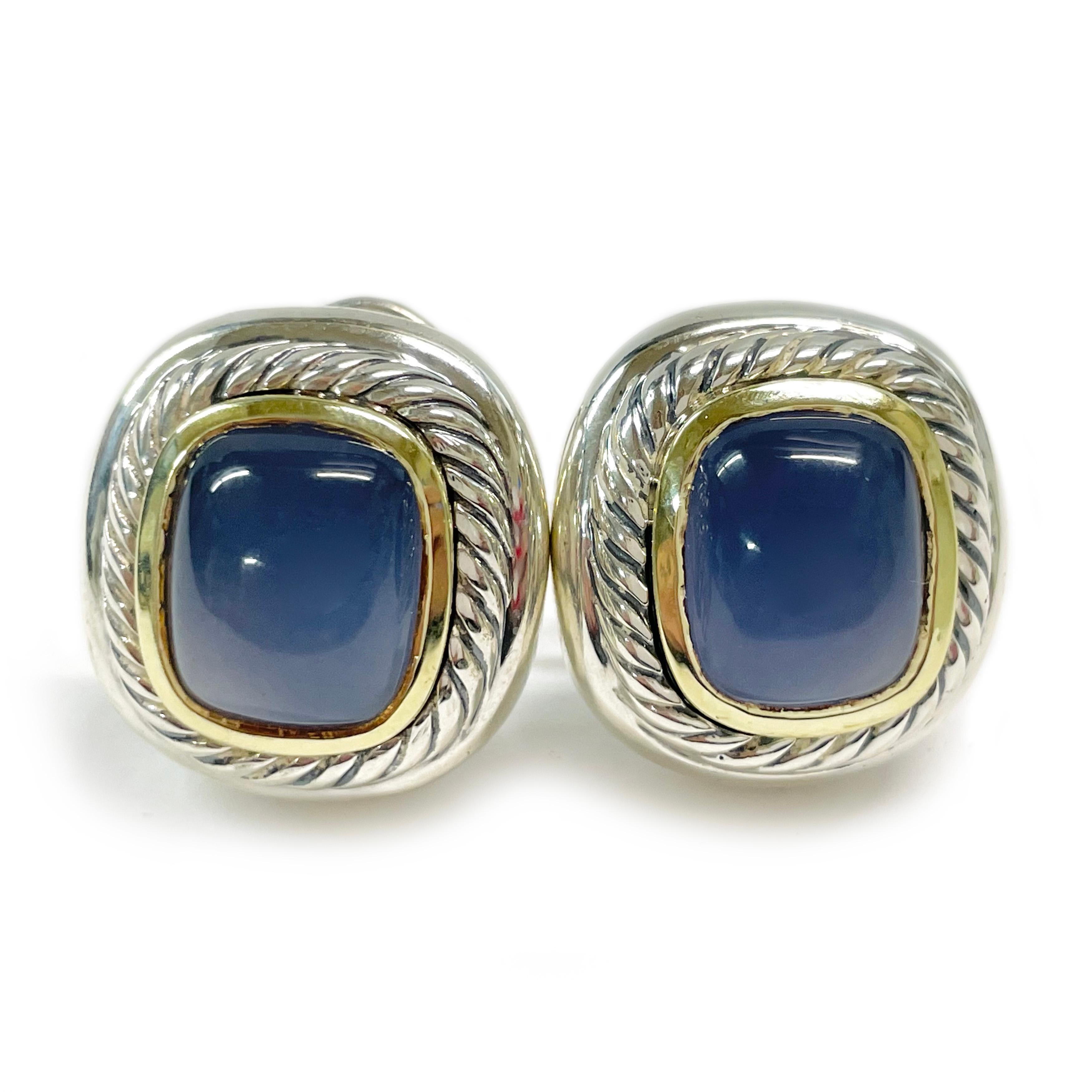 Cabochon David Yurman Yellow Gold Sterling Chalcedony Albion Clip-On Earrings