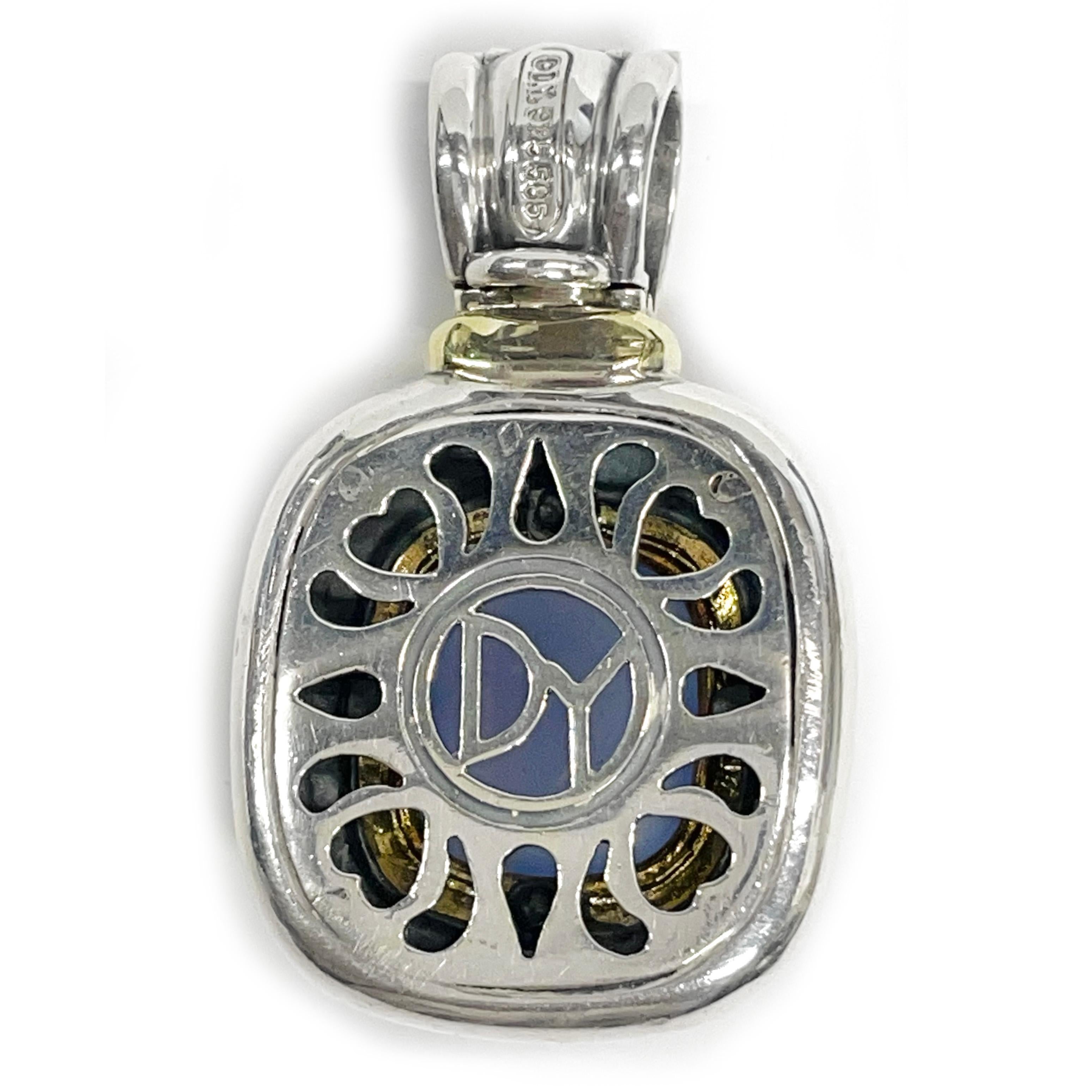 David Yurman Yellow Gold Sterling Chalcedony Albion Pendant In Good Condition For Sale In Palm Desert, CA