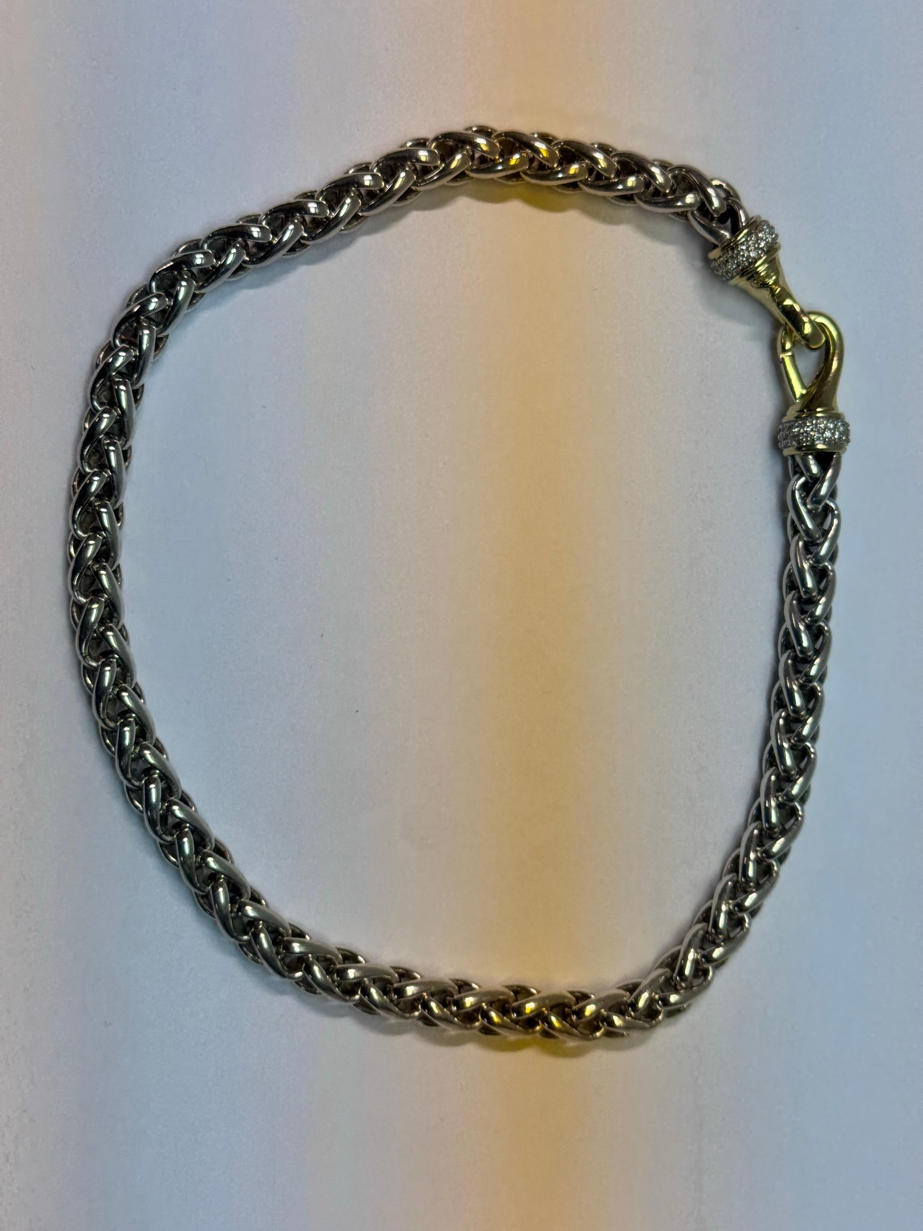 David Yurman Yellow Gold Sterling Diamond Necklace For Sale 1
